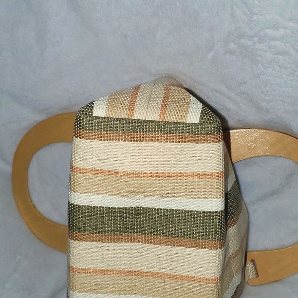 EUC Neiman Marcus Top Handle Striped Mini Tote Bag - Picture 7 of 10